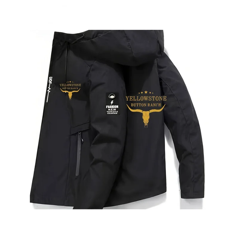 1 Men's Casual Printed Jacket from Dutton Ranch in Yellowstone National Park, with Pockets and Hooded Design, Stylish Jacket — image 1