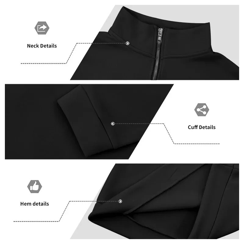 2026 New Fleece Lined Half Zip Sweatshirt for Men, Autumn Winter Solid Color Plus Size Casual Pullover Hoodie Daily Leisure Wear — image 17