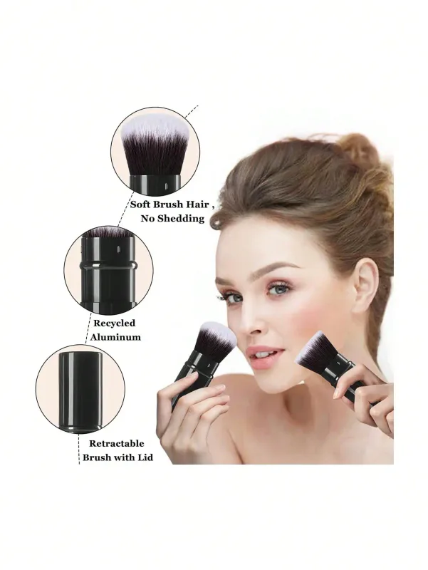 1-2 Telescopic Makeup Brushes Travel Kabuki Foundation Makeup Brushes Facial Blush Brushes Are Used To Mix Liquids Blushes — image 4