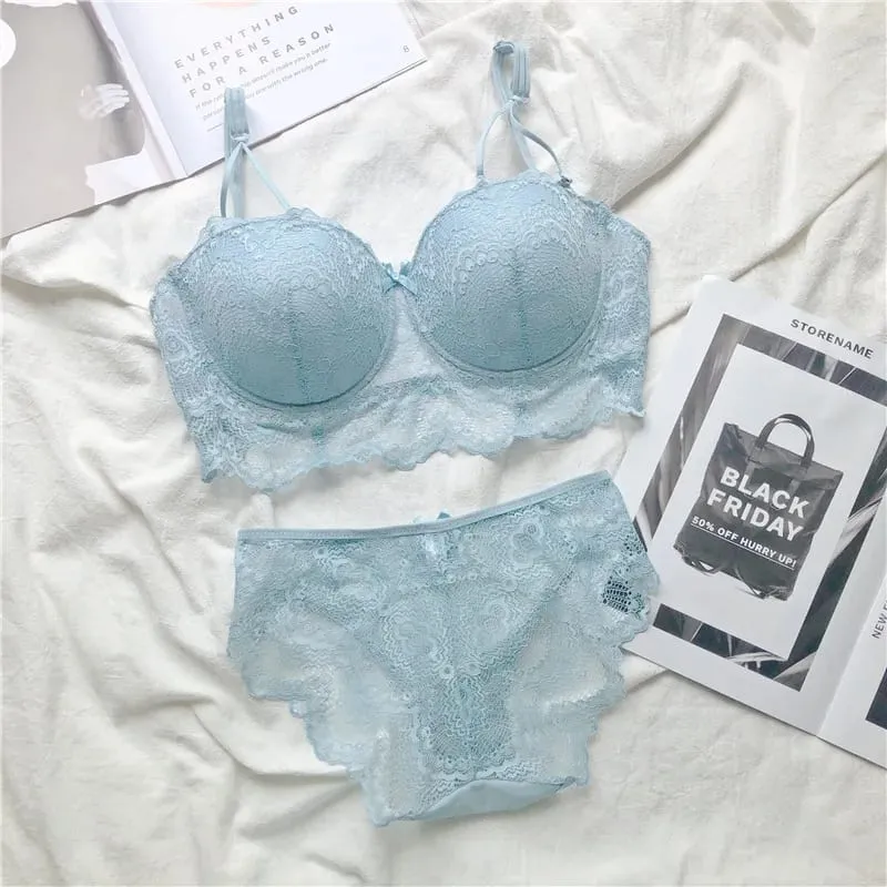 Plus Size Push Up Bra Set Sexy Lace Underwear Adjustable Comfort Thin Soft Breathable Lingerie For Women — image 8
