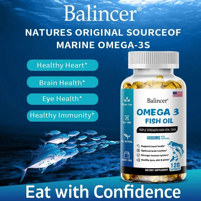 バリンサー 天然オメガ 3 魚油ソフトジェル - トリプル強度高 EPA 1200mg DHA 900mg 非遺伝子組み換えグルテンフリー栄養補助食品 — image 3