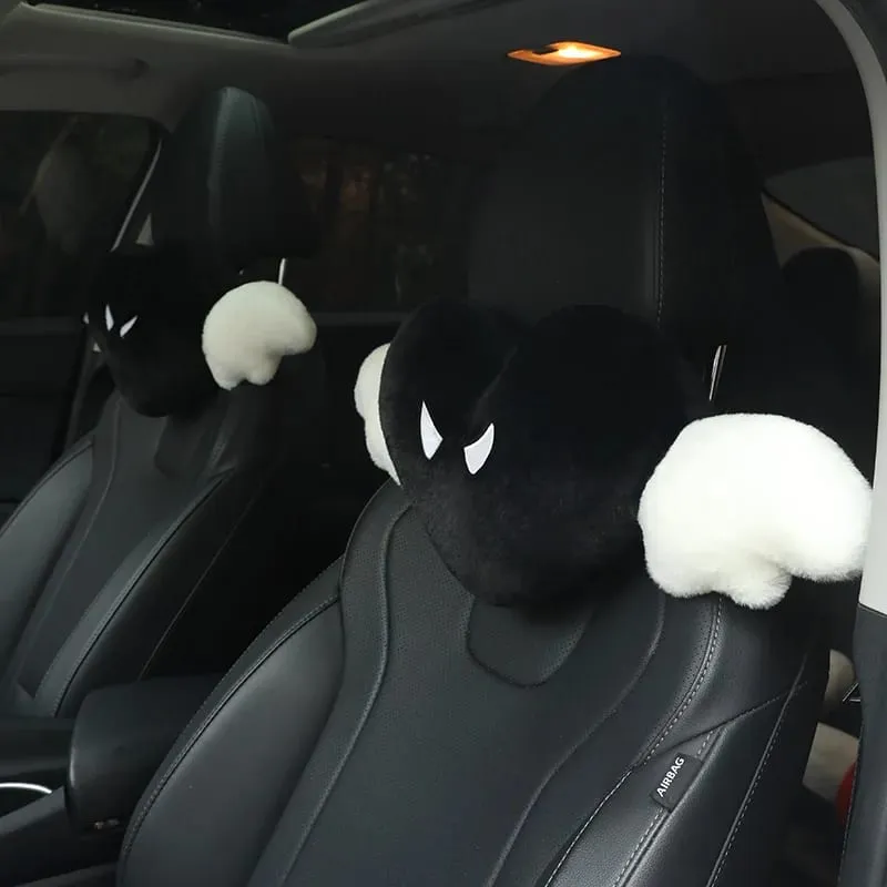 28x58cm 2Pcs Cute Heart‑Shaped Car Headrest Pillow With Angel Wings Soft Plush Auto Neck Support Cushion Car Seat Head Pillow — image 6
