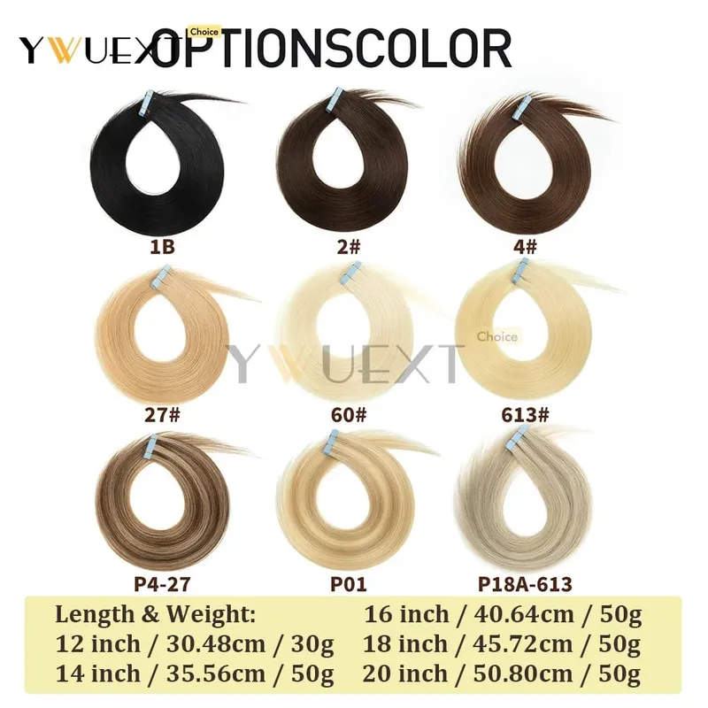 30G-50G Tape in Human Hair Extensions Natural Straight Machine Remy Hair 20pcs/pack Natural Look Hair Easy to Wear for Women — image 4
