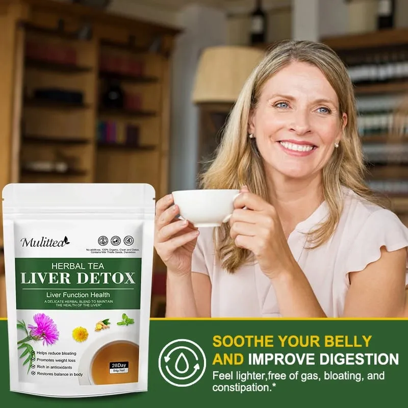 Mulittea 100% Natural Liver Cleansing Detox Drink 6 IN 1 Herbal Formula Support Liver Function Health and Healthy Skin Whitening — image 4