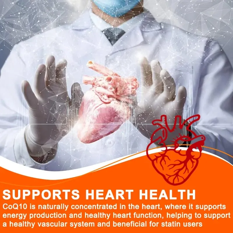 COQ10 Coenzyme Q10 200mg for Energy Antioxidant Cardiovascular Brain Health Natural Non-GMO
