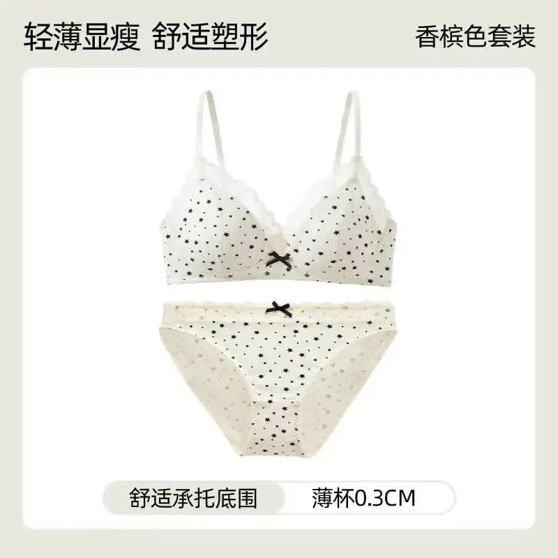 Womens Polka Dot Star Lace Wireless Bra Thin Push Up Anti Sag Bralette Small Chest Lift Teen Girls Casual Everyday Brassiere Hot — image 10