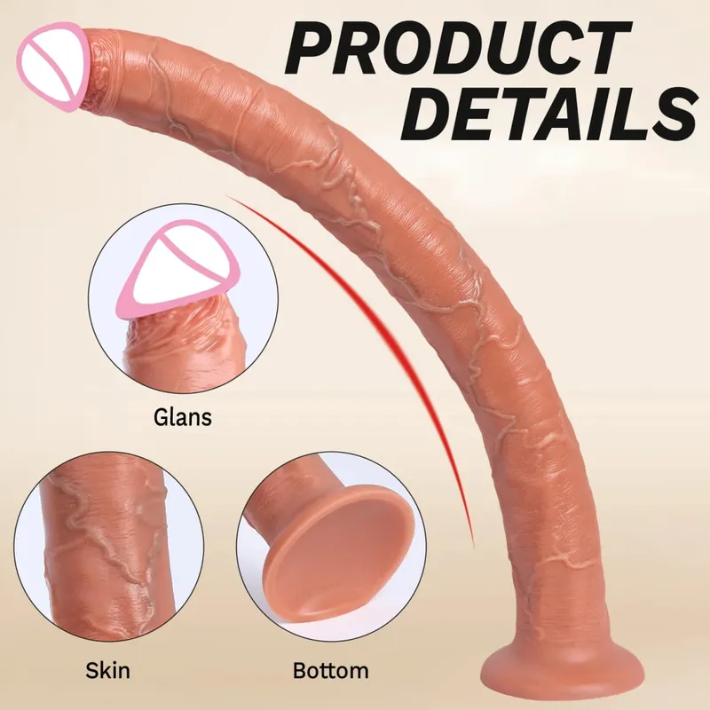 Super Long Dildo Artificial Silicone Penis Adult Sex Toys Realistic Skin Texture Dildos For Woman Men Vagina Anal Masturbation — image 3