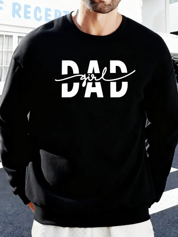 Dad Girl Letter Creativity Printing Pullover Men Autumn Warm Sweatshirts Oversized Fleece Hoodies Soft Casual Streetwear Male