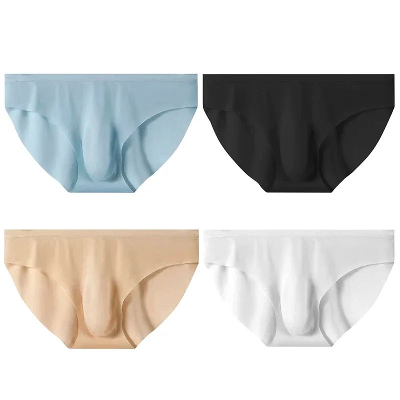 4Pcs Men Ice Silk Briefs Ultra Thin Transparent Seamless 3D Pouch Low Waist Breathable Triangle Underwear — image 16