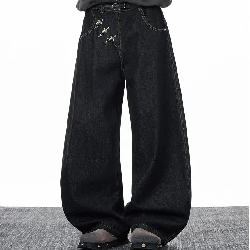 Baggy Jeans Man Pants Y2k Jeans Relaxed Fit Denim Trousers Edge Wide Leg Cargo Pants Slant Closure Casual Fashion — image 6