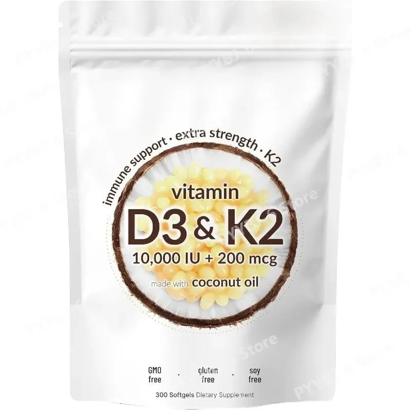 Vitamin D3 & K2 Supplement 10 000 IU Supports Overall Health & Bone Health Non-GMO Gluten Free 300 Softgels for Adult — image 3