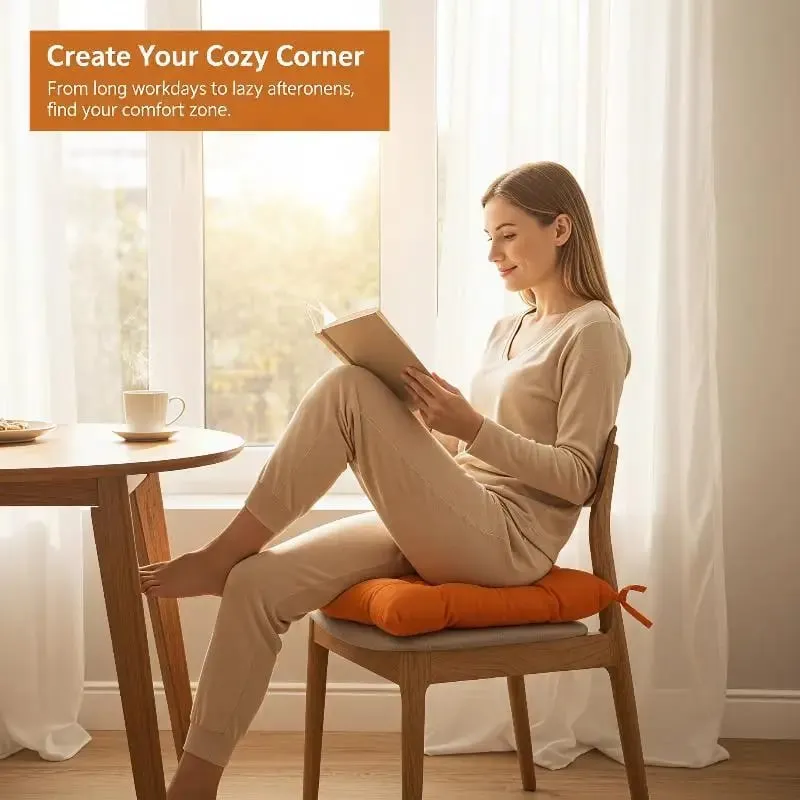 Square Soft Thick Padded Seat Cushion Non-slip Cute Cartoon Prints with Fixed Ties for Office Home Dining Chairs