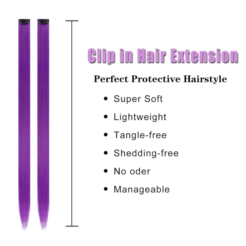 10ชิ้นสีสังเคราะห์ต่อผมคลิปในส่วนขยายของผมที่มีสีสันต่อผมสายรุ้งสำหรับเด็กผู้หญิงของขวัญ — image 4