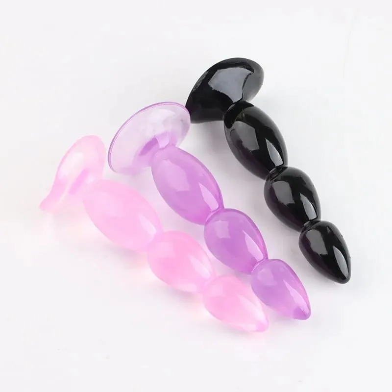 1PC Butt Plug Dildo Butt Prostate Massage Unisex Sexy Stopper TPE Anal Plugs Beads Adult Sex Toy for Men Women Adult Games — image 1