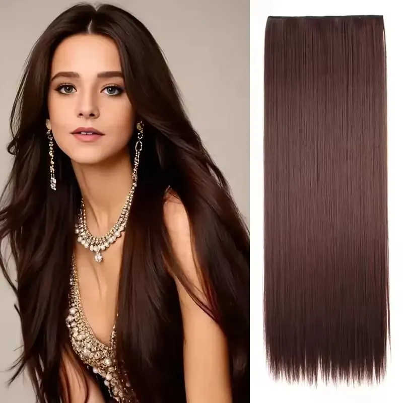 32 Inch Synthetic No Clips Invisible Wire Hair Extension Artificial Natural Fake False Long Straight Hairpiece Blonde For Women — image 10