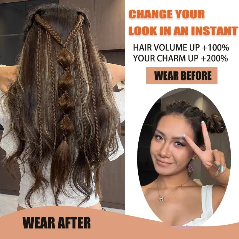 Clip in Braid Synthetic Hair Extensions Boho Festival Princess Braid Viking Renaissance Cosplay Wedding Hairpiece for Women