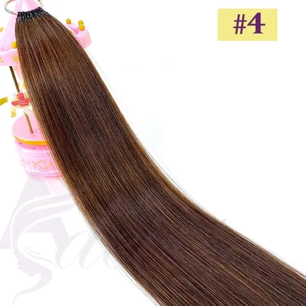 New Double-line Feather Hair Extensions Natural Real Human Hair Microring Hair Extensions Brown Blonde Color Straight