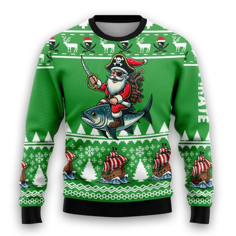 Pirate Santa Claus Graphic Ugly Christmas Sweater 2026 New Skull Graphic Sweatshirts Funny Design Pullovers Man Jumper Sweaters — image 4