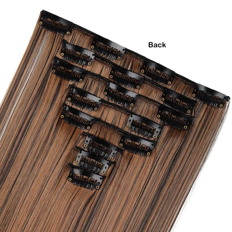 8pcs/set Long Straight Matte Synthetic Clip-In Hair Extensions Full Head Extension Hairpieces for Women