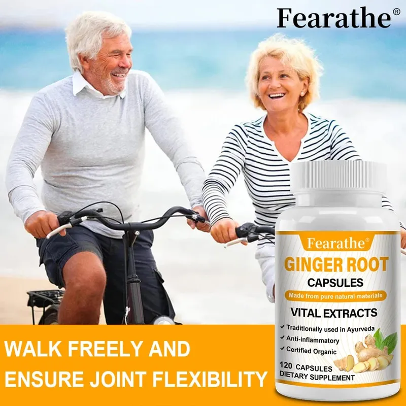 Organic Ginger Root Capsules 1200mg - with Black Pepper Extract For Joint Health Anti-Inflammation Muscle Immune Health — image 3