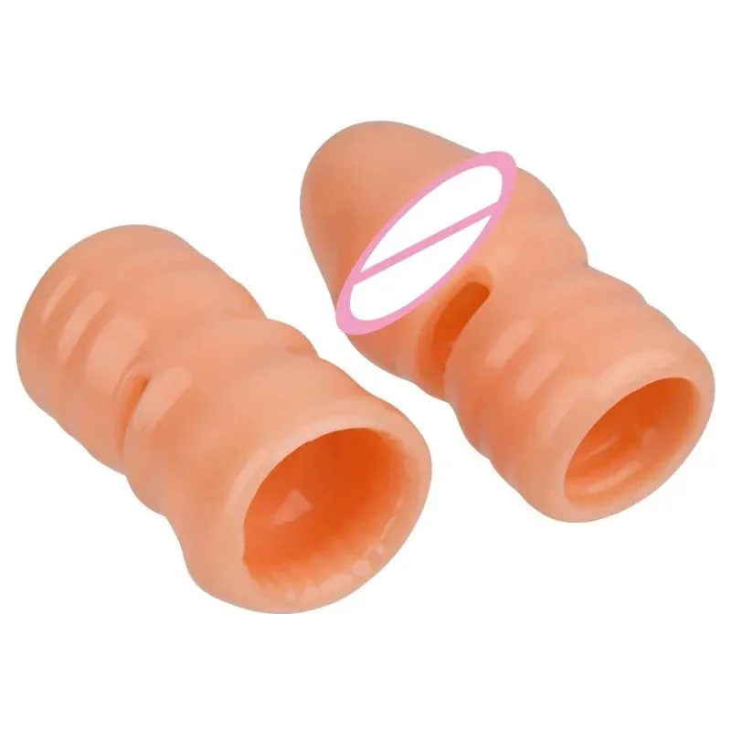 2PCS/Set Penis Sleeve Silicone Reusable Extension Condom Delay Ejaculation G Spot Anal Sex Toys For Men No Vibrator Sex Shop — image 1