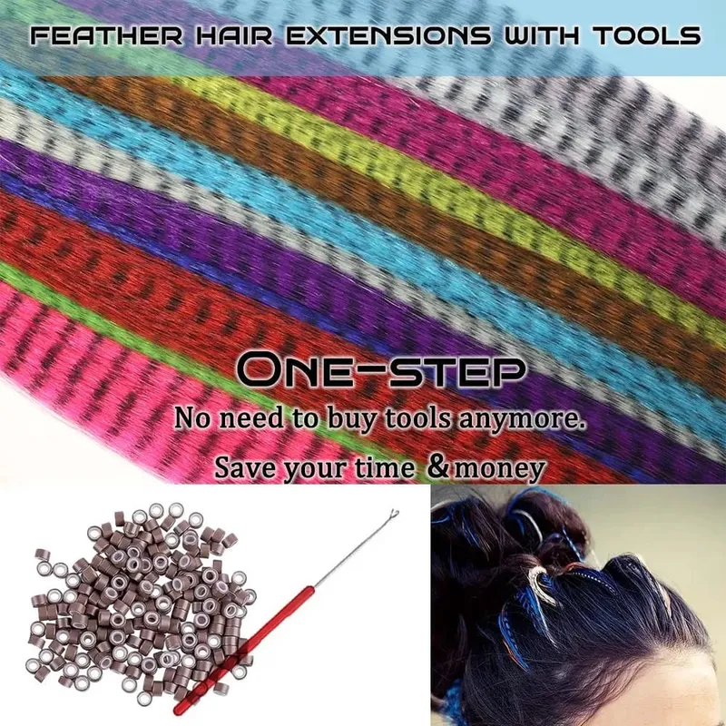 30strands Feather Hair Extension Fake Hair I Tip Rainbow Synthetic Hair 16inch Hairpiece Feather for Hair Extension Y2K Festival — image 6