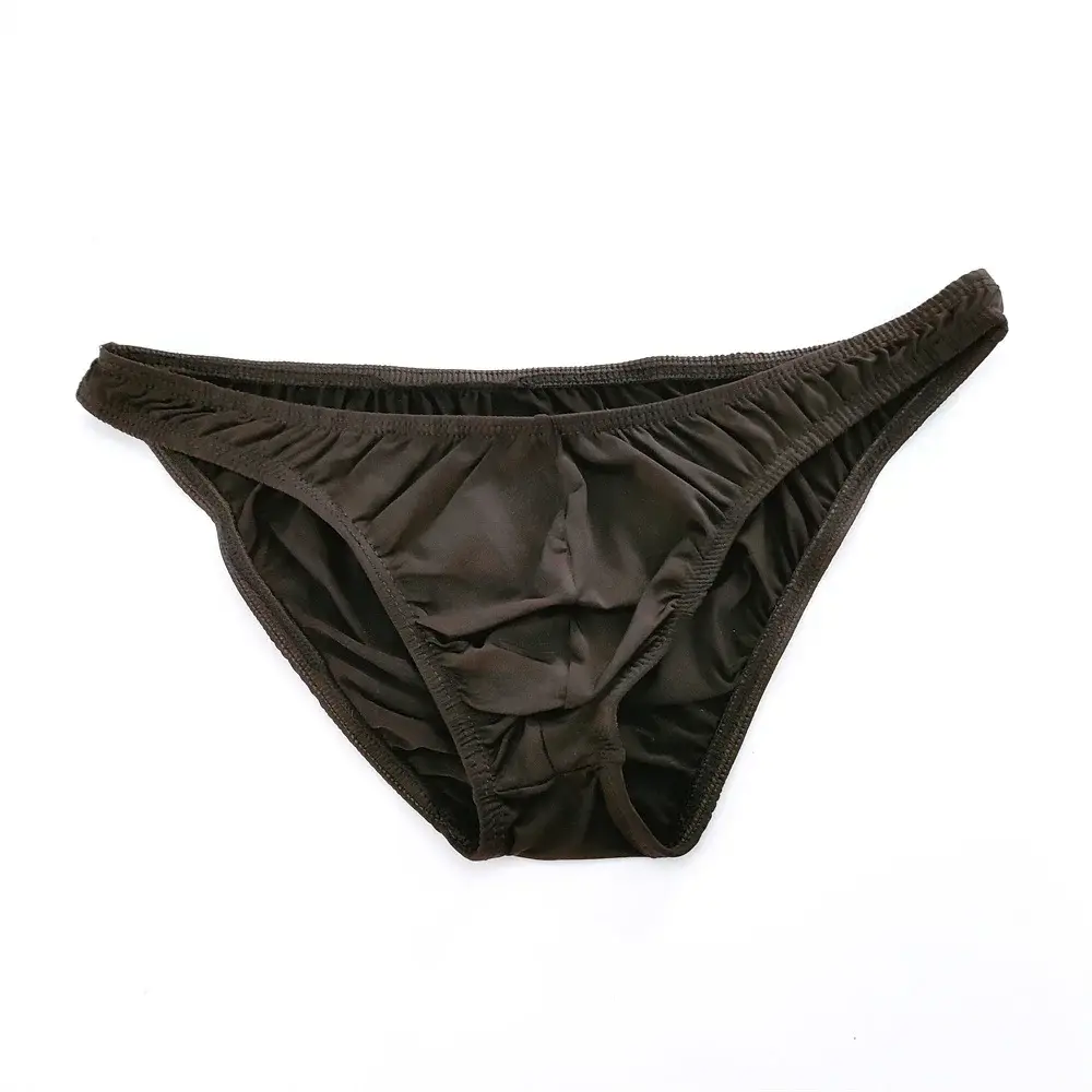 Solid Color Nylon Briefs Men Big Bulge Sexy Underwear Translucent Ice Silk Low Waist Bikini Panties U Convex Male Panties — image 11