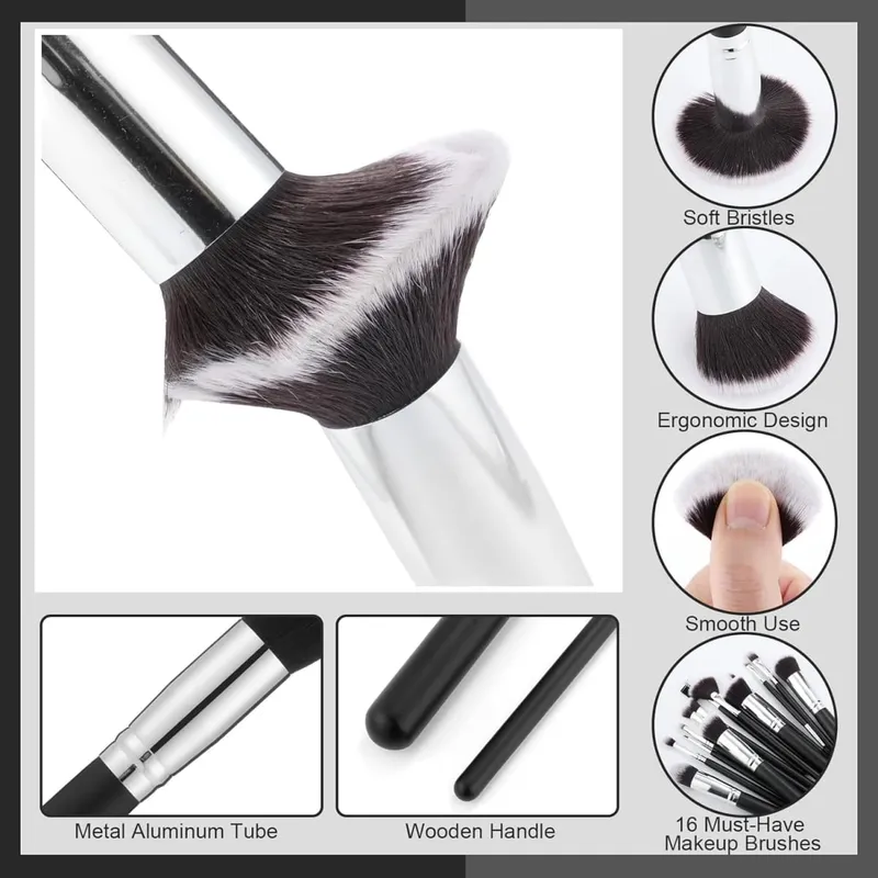 16Pcs Professional Makeup Brush Set Eye Shadow Contouring Foundation Highlight Setting Powder Blending Makeup Sponge Powder Puff — image 5