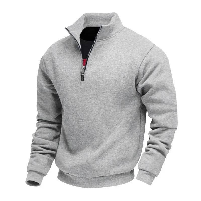 2026 New Fleece Lined Half Zip Sweatshirt for Men, Autumn Winter Solid Color Plus Size Casual Pullover Hoodie Daily Leisure Wear — image 47