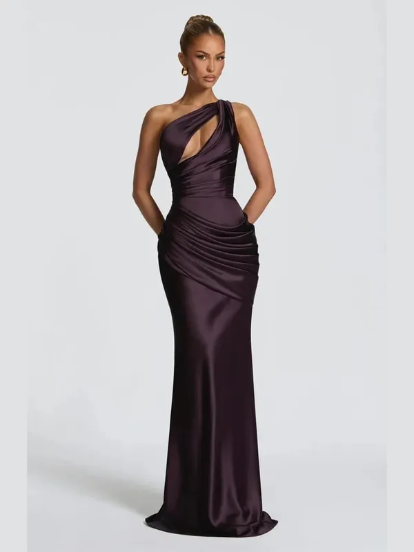 Gaun Halter Berlipat Solid Fashion Wanita Gaun Maxi Belah Punggung Terbuka Tanpa Lengan Cinch Pinggang 2026 Gaun Pesta Wanita Musim Panas Seksi