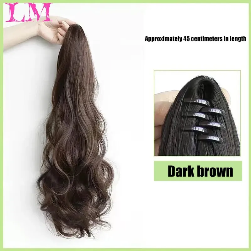 LM Synthetic Ponytail Extension Claw Curly Wavy Clip in Hairpiece Ponytail Hair Extensions Long Pony Tail Synthetic for Women