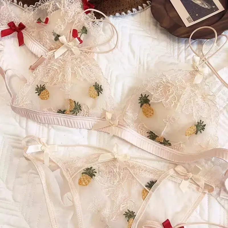Sexy krajkový Bralette Set pro ženy Triangle Cup Wireless Pohodlné spodní prádlo — image 9