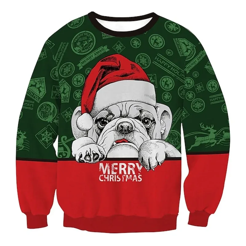 Funny Santa Claus Pattern Ugly Christmas Sweatshirt Men New 3d Printed Xmas Party Crew Neck Long Sleeve Women New Year Hoodies — image 2