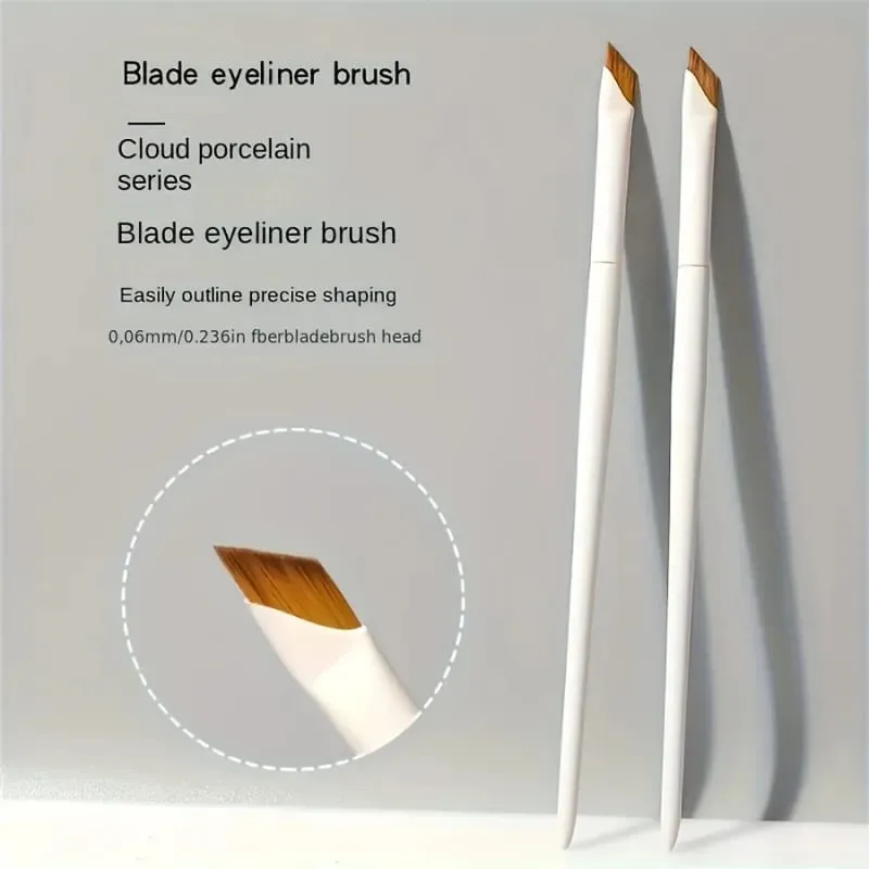 1pc Porcelain White Precision Angle Eyeliner Pencil And Eyebrow Brush Set - Nylon Brush Suitable For All Skin Types — image 3