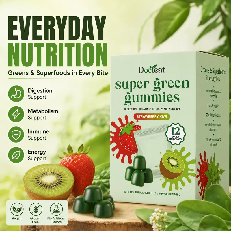 Super Green Superfood Gummies Multivitamin Vitamin A C D Chromium Antioxidant Immune Health Calcium Absorption 12 Servings — image 1