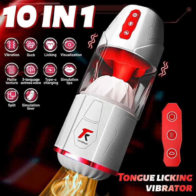 Automatic Male Masturbators-with 10 Sucking & Tongue licking & Vibrating Modes Blowjob Masturbation Cup Sex Toys for Men Coupes