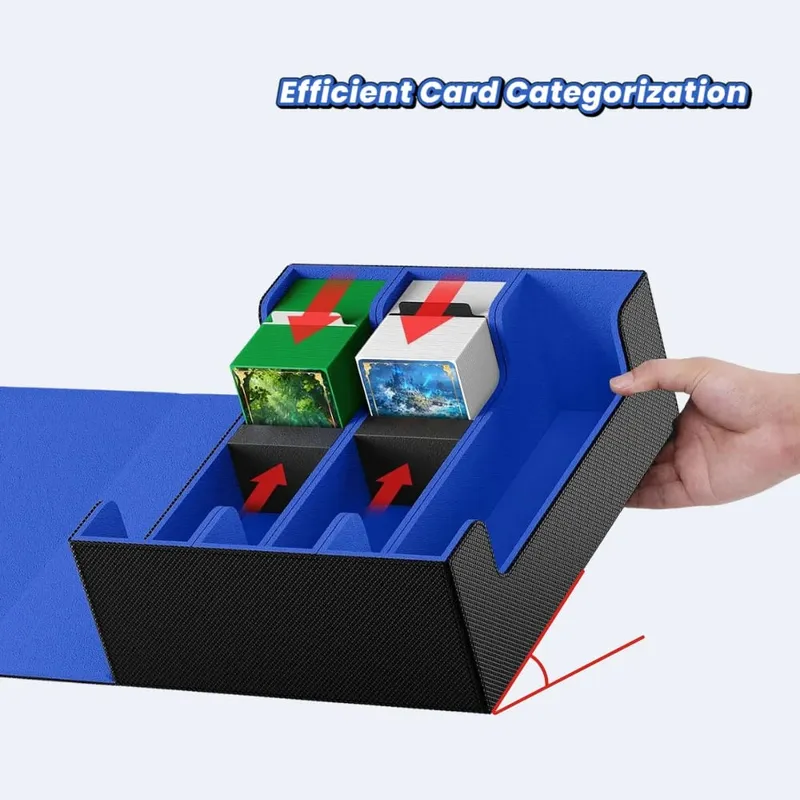 Trading Card Storage Box Holds 1800+ Sleeved Cards Magnetic Closure PU Leather Card Case for MTG PTCG YGO Sports Cards