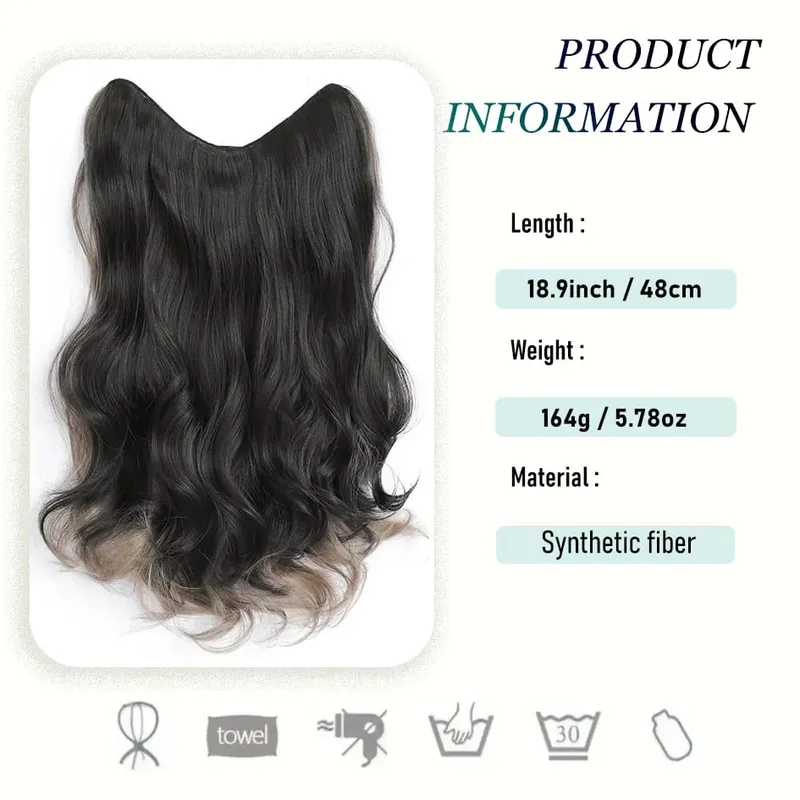 Synthetische 5 Clip 50 cm farbige Haarverlängerungen, Wasserwellen-Perücke, rosa Perücke, graue Perücke, Clip-on-Haarverlängerungen, Weihnachten — image 3