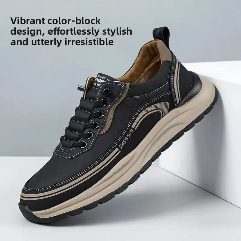 2026 Mens Leather Casual Shoes Slip On Comfortable Breathable Lightweight Non Slip Waterproof Loafers — image 1