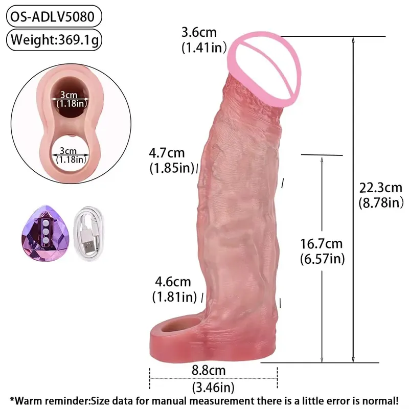Kawalan Tanpa Wayar Dildo Berongga Realistik Silikon Lembut Lengan Zakar Kondom Lelaki Batang Penambah Kelewatan Ejakulasi Mainan Seks — image 16