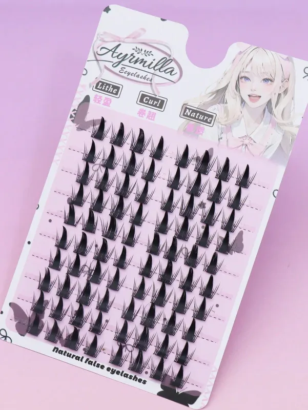 Manga Anime Spiky Cluster Lashes Sharp Tip Fox Eye Individual Eyelashes Cosplay DIY Segmented Fake Lashes — image 2