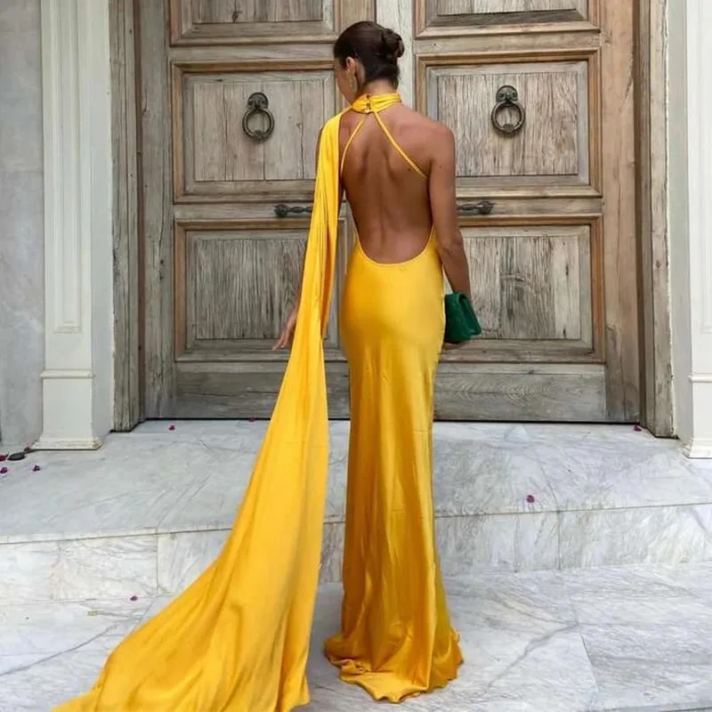 Backless Satin Long Sling Dress Women V Neck Sleeveless Slit Solid Sexy Party Dresses 2026 Summer Lady Vacation Evening Robes — image 18