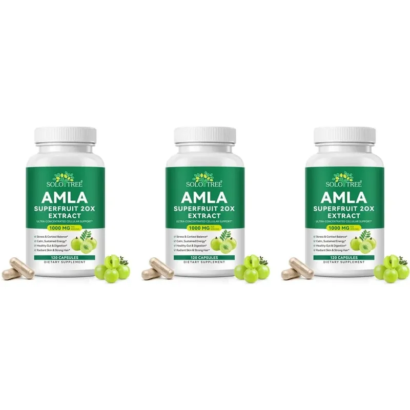 Amla Superfruit 20x Extract Capsules with Phyllanthus Emblica for Promotes Calm Energy Digestive Health Radiant Skin/Hair 120Ct — image 9