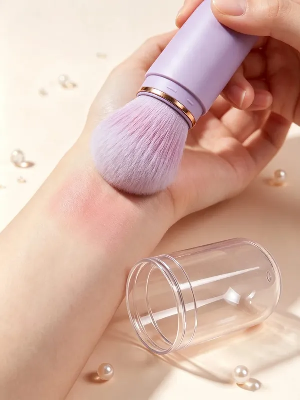 1 Buah Kuas Rias Kapsul Mini Dapat Ditarik Kuas Foundation Perjalanan Multifungsi dengan Tutup Pelindung Alat Rias Portabel Cocok untuk Concealer Blush Contouring Saat Dalam Perjalanan dan sebagai Hadiah — image 2