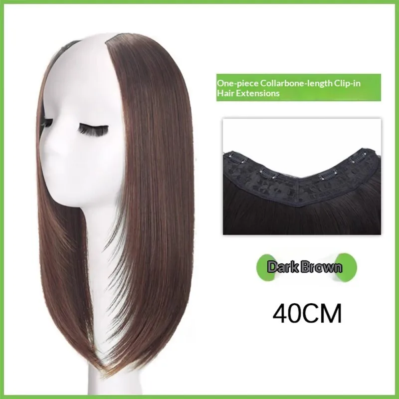 One-Pieces Clip Wig Invisible Synthetic Hair Extensions U-Type Short Straight Extension Women Hairpieces Half Wig Female — image 9