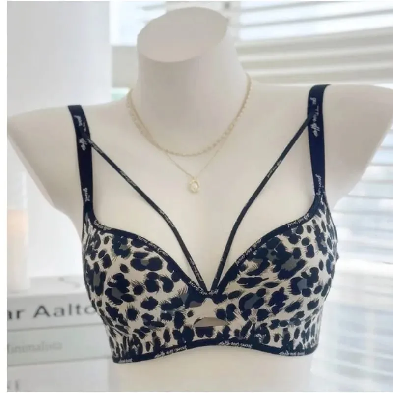 Stylish Leopard Print Seamless Wireless Lingerie Thin Comfortable Gather Small Breast Pretty Breast Shape Casual Wear S-XL Suit — image 6