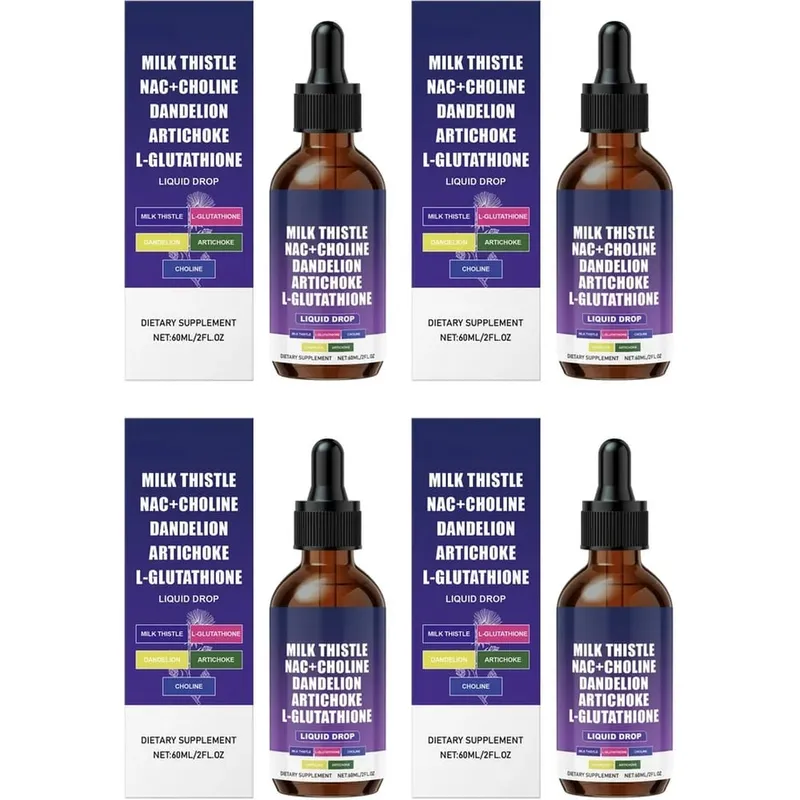 Milk Thistle Liquid Drops Choline Dandelion Artichoke L-Glutathione Herbal Wellness Supplement For Adult Use 60ml 2fl oz