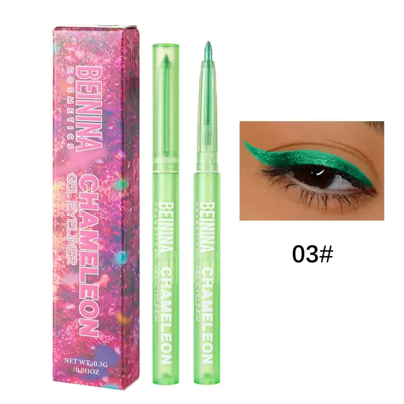 Metallic Chameleon Gold Eyeliner Gel Pen Pearlescent Polarized Glitter Green Inner Eye Liner Shiny Multicolor Soft Eyes Pigment