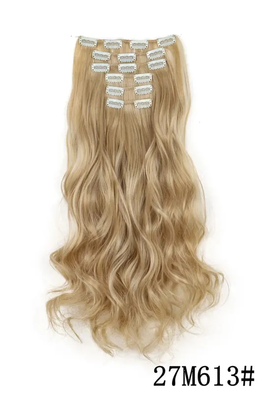 Black Hair Extensions 6pcs/set Women Long Straight Synthetic Full Head Clip 16Clips Ombre Heat Resistant Fiber Hair Kpop Cosplay — image 23