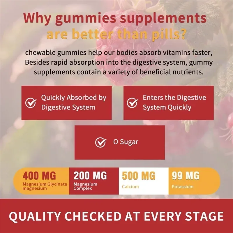 Magnesium Glycinate Gummies - Hjärnhälsa stärker muskler och ben Förbättrar sömn Slappna av nerver — image 6